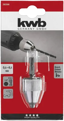 Produktbild von KWB Schnellspann-Bohrfutter mit 6-Kant-Aufnahme und Spannbereich 0,5 - 6,5 mm