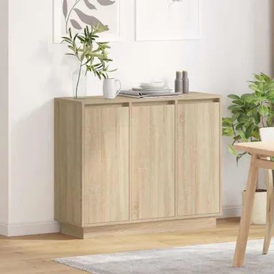 Obrázek produktu pro vidaXL LED příborník Sonoma dub 90 x 32 x 75 cm materiál na bázi dřeva