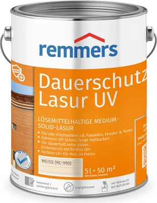 Produktbild von Remmers Dauerschutz-Lasur UV weiß (RC-990) 5 l, Holzlasur
