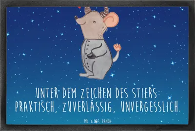 Produktbild von Mr. & Mrs. Panda fußmatte Stier Astrologie 50 x 75 cm - Sternenhimmel Blau - Geschenk, Sternzeichen, Schmutzfangmatte, Schmutzmatte, Geburtstagsgeschenk, Gummimatte