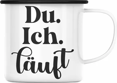 Produktbild von Trendation - Du Ich Läuft Emaille Tasse Geschenk für Paare Freundin Freund Liebe Geschenkidee für Sie Ihn Partner (Schwarz)