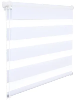 Produktbild von Doppelrollo - Verdunkelnder Sichtschutz - Doppellagig - Lichtdurchlässig - Staubabweisend - Kordelbedienung - 100 x 220 cm - Weiß