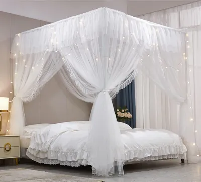 Produktbild von Prinzessinnen Rüsch Himmelbett - Doppellagiges Moskitonetz für Mädchen