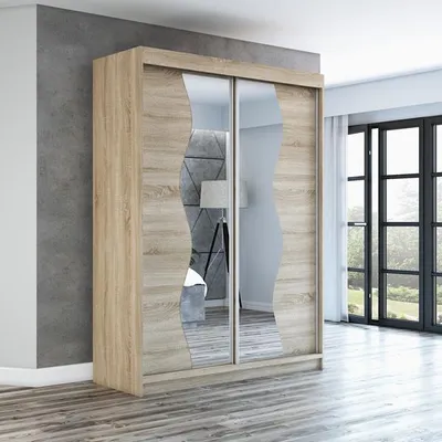 Produktbild von Schwebetürenschrank, 2-türig Schrank RIMA 160 cm (mit Spiegel) (Sonoma / sonoma / sonoma)
