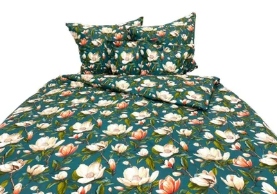 Produktbild von Bettwäsche, Baumwollbettwäsche, hohe Qualität 160x200 1213-2 Grün, Blumen