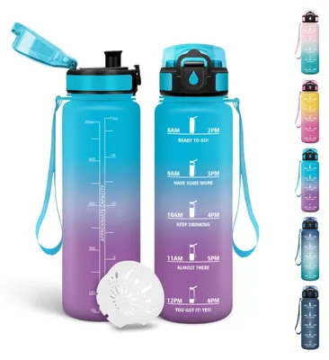 Produktbild von Motswedi 500ml BPA-frei Trinkflasche auslaufsicher mit Zeitstempel -