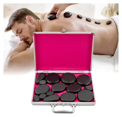 Produktbild von Hot Stone Massage Set, 18 Heiße Steine, Hotstone Massagesteine Set, Hot Stone Wärmegerät für Spa, Entspannung, Massagetherapy