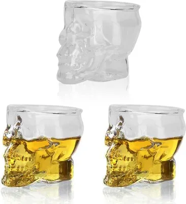 Zdjęcie produktu dla Zestaw kryształowych kieliszków z czaszką 75 ml grawerowanie czaszki kieliszki do likieru koktajlowego