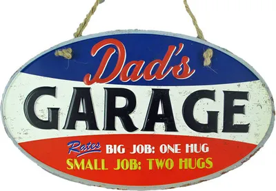 Produktbild von Schönes Hängeschild Dads Garage oval Blechschild