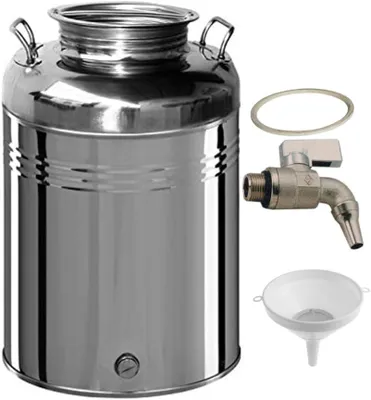 Image de Bidon à huile en acier inoxydable de 50 litres, récipient alimentaire avec couvercle et robinet, antirouille, pour huile, vin et liquides