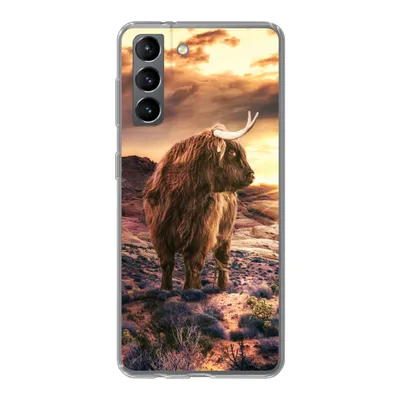 Produktbild von MuchoWow® Handyhülle Schutzhülle Hülle für Samsung Galaxy S21 Schottische Highlander - Horizont - Landschaft Silikon Softcase Handy Hülle - Softcase