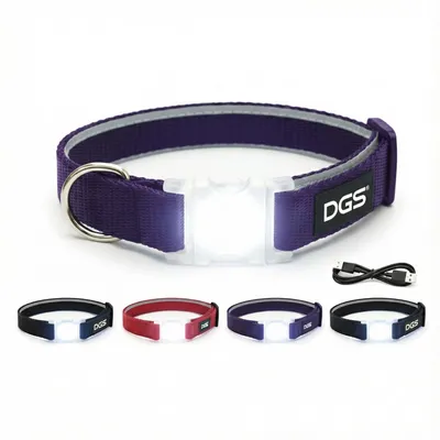 Productafbeelding van Hondenhalsband Dog Gone Smart, paars, 20 licht