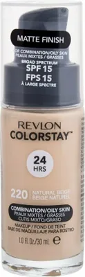 Zdjęcie produktu dla Revlon ColorStay Makeup for Combination/Oily Skin SPF 15, Skóra mieszana, Skóra tłusta, Odcień medium skin, Natural Beige, Matowy, Step 1: Shake well Step 2: Apply a small dab to one area at a time, and—this is...