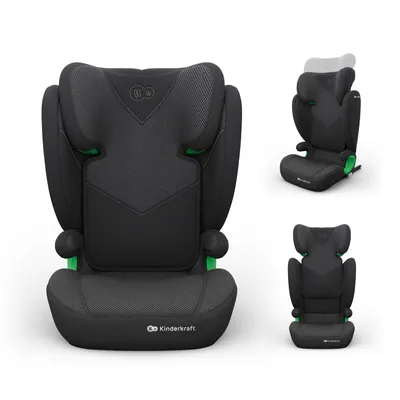 Obrázek produktu pro Dětská autosedačka Kinderkraft JUNIOR FIX 2 PLUS, nastavitelná opěrka hlavy, H-GUARD, SPS, montáž pomocí systému ISOFIX a bezpečnostních pásů, prodyšný potah AIR FLOW, černá