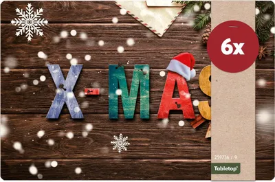 Produktbild von Tischsets Weihnachten XMAS Holz 6er Tischunterlage Tischdeko
