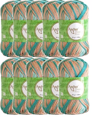 Productafbeelding van 10 bollen Anchor Creativa Fino, meerkleurig – Gekamd katoen (50g) (Kleur 00906)