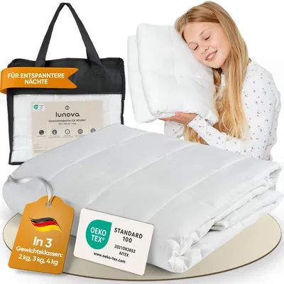 Produktbild von Lunova Gewichtsdecke Kinder 4 kg 135×200 cm –  Baumwolle [35–45 kg] waschbar Therapiedecke Entspannungsdecke Weighted Blanket