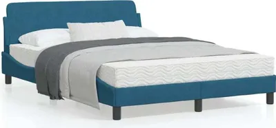 Produktbild von Bettgestell mit Kopfteil Blau 120x200 cm Samt 373156
