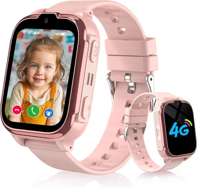 Kinder Smartwatch 4G mit GPS & Telefon, IP68 wasserdicht, Videoanruf, SOS, Voice Chat, Wecker, Schulmodus, GPS Uhr für Jungen & Mädchen Geschenk Alarm