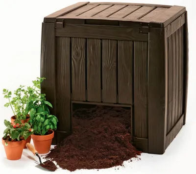 Image de Composteur Deco Keter 340L Composteur avec socle marron foncé 72x14x73cm