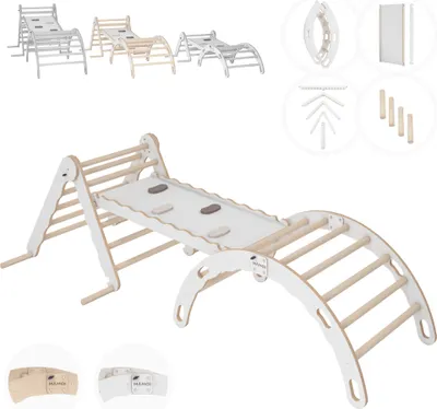 Image de Triangle d'escalade en bois, Triangle de cueillette, Cadre d'escalade pour enfants avec toboggan, Escalade pour enfants, Cadre d'escalade en bois 100% ECO