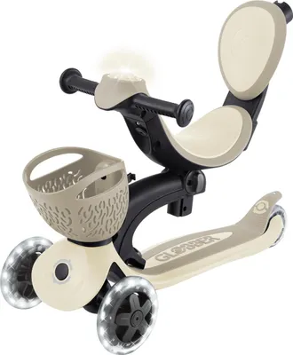 Obrázek produktu pro GLOBBER GO-UP BABY 360 LIGHTS - odrážedlo 3v1, balanční kolo, koloběžka, nastavitelné, LED kolečka, LED modul, šedá barva