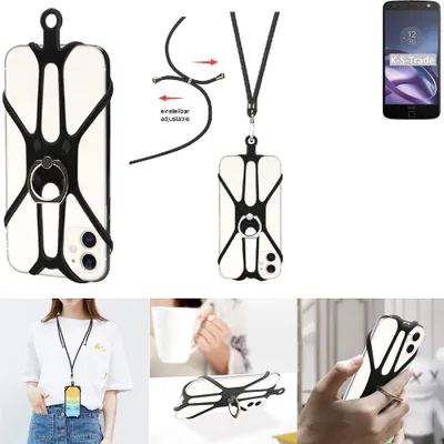 Produktbild von K-S-Trade 3in1 Handykette Handyband Handykordel Halsband Smartphone-Ring Handy-Ring kompatibel mit Motorola Moto Z3 Fingerhalterung Handyring