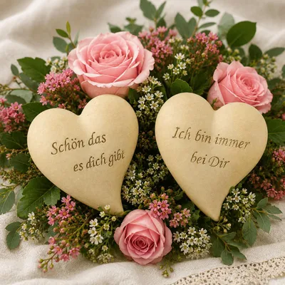 Produktbild von 2er Set Deko Herzen Herzdeko Dekoration Geschenkidee Tischdeko Wohndeko Gesteck