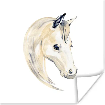 Produktbild von MuchoWow® Poster Pferd - Aquarell - Auge - Mädchen - Kinder - Mädchen 50x50 cm - Wohnzimmerdekoration