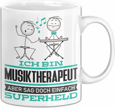 Produktbild von Musiktherapeut Geschenk Tasse Ich Bin Musiktherapeut Aber Sag Doch Einfach Superheld Lustige Geschenkdiee für Musiktherapeut Kaffee-Becher (Weiß)