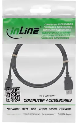 Produktbild von InLine® USB 2.0 A Stecker / A Buchse Kabel, Verlängerung, schwarz, 0,5m