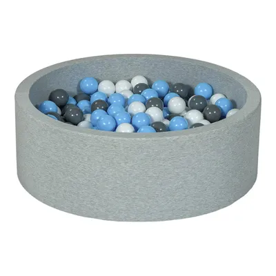 Image de Piscine à balles aire de jeux + 300 balles blanc, bleu clair, gris