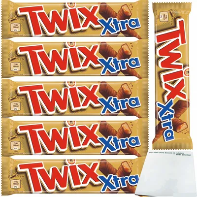 Produktbild von Twix Xtra Schokoladen-Riegel Doppelriegel 6er Pack (12x37,5g Riegel) + usy Block