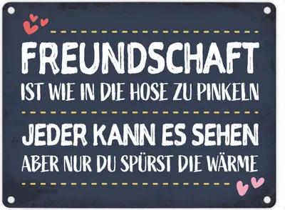 Produktbild von Freundschaft ist wie in die Hose zu pinkeln Metallschild Freunde Herz Freundin