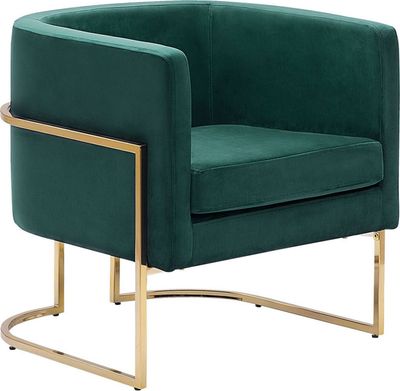 BELIANI Cocktailsessel Dunkelgrün Polsterbezug aus Samtstoff mit Metallgestell in Gold halbrunde Form Glamouröser Edler Stil