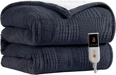 Zdjęcie produktu dla Koc elektryczny - ogrzewany koc - utrzymuje ciepło - 9 stopni grzania - 130x160 cm - czarny