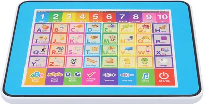 Zdjęcie produktu dla Urządzenie do nauki języka angielskiego dla dzieci, 6 funkcji edukacyjnych, bogata zawartość, regulacja głośności, inteligentny tablet-zabawka do domu i podróży, kolor niebieski