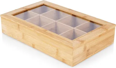 Image de Boîte de rangement à thé avec 8 compartiments et couvercle
