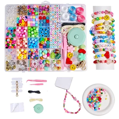 Immagine prodotto di Omgoods - Set creativo per realizzare braccialetti fai-da-te, con perline colorate