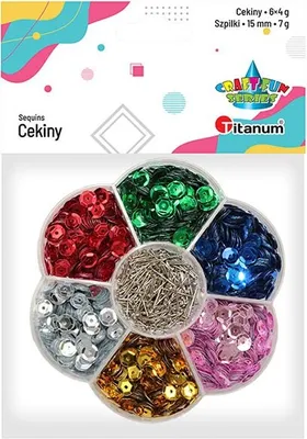 Obrázek produktu pro Cekiny okrągłe 7mm zestaw metaliczny 6 kolorów Titanum