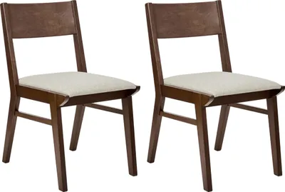 Zdjęcie produktu dla BELIANI Zestaw 2 krzeseł do jadalni ciemnobrązowy kauczukowe beżowe tapicerowane siedzisko boucle styl tradycyjny retro