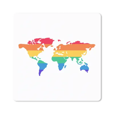 Produktbild von MuchoWow® Mauspad Mousepad Karte - Welt - Regenbogen 30x30 cm - Mousepads - Maus Mat - Pad - Mausunterlage - Gaming