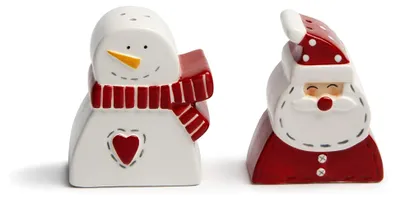 Produktbild von Salz- und Pfefferstreuer-Set mit Schneemann-Design aus Keramik
