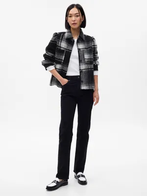 Produktbild von Gap Karierte Kurze Wolljacke mit Hemdkragen, Knopfleiste und Brusttaschen Größe M