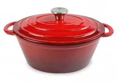 Produktbild von H&H Bratpfanne aus emailliertem Gusseisen, rot, 21 x 27 cm
