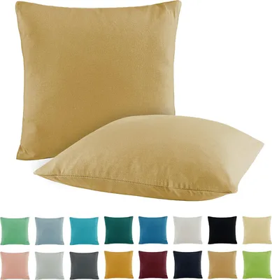 Productafbeelding van SHC van BaSaTex Set van 2 jersey kussenslopen, kussenhoezen, hoofdkussenslopen van 100% katoen, sierkussenhoes 40 x 40 cm, kleur: zandbeige