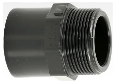 Produktbild von PVC Fittings Übergangsnippel 40/50mm x 1 1/2" | Klebemuffe/Klebestutzen x Außengewinde | Übergangsmuffe aus grauem PVC | PN16 für Rohr, Poolverrohrung, Druckleitung, Rohrleitung & Teich