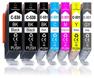 Produktbild von 7er Pack Druckerpatronen 530 531 XL kompatibel mit Canon TS8750