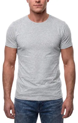 Produktbild von Mivaro Herren T-Shirt Basic mit Rundhals Grau meliert – 93% Baumwolle / 7% Viskose - Shirt für Alltag, Freizeit und Sport, atmungsaktiv, Regular Fit, weiß, bis 5XL