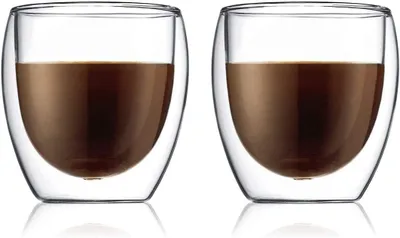 Produktbild von 6-teiliges Set doppelwandiger Gläser – 250 ml Kaffeetassen – Hitzebeständig – Borosilikatglas – Spülmaschinenfest